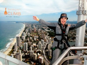 Me - facing my fears on top of Q1 tower on the Gold Coast.