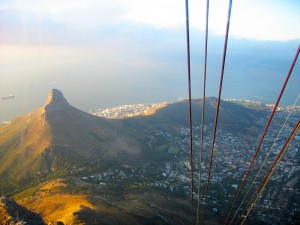 Lion's Head as seen from Table Mountain cable car. Wikimedia Commons.