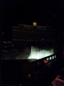 Watching the fountains from Eiffel Tower, Las Vegas.